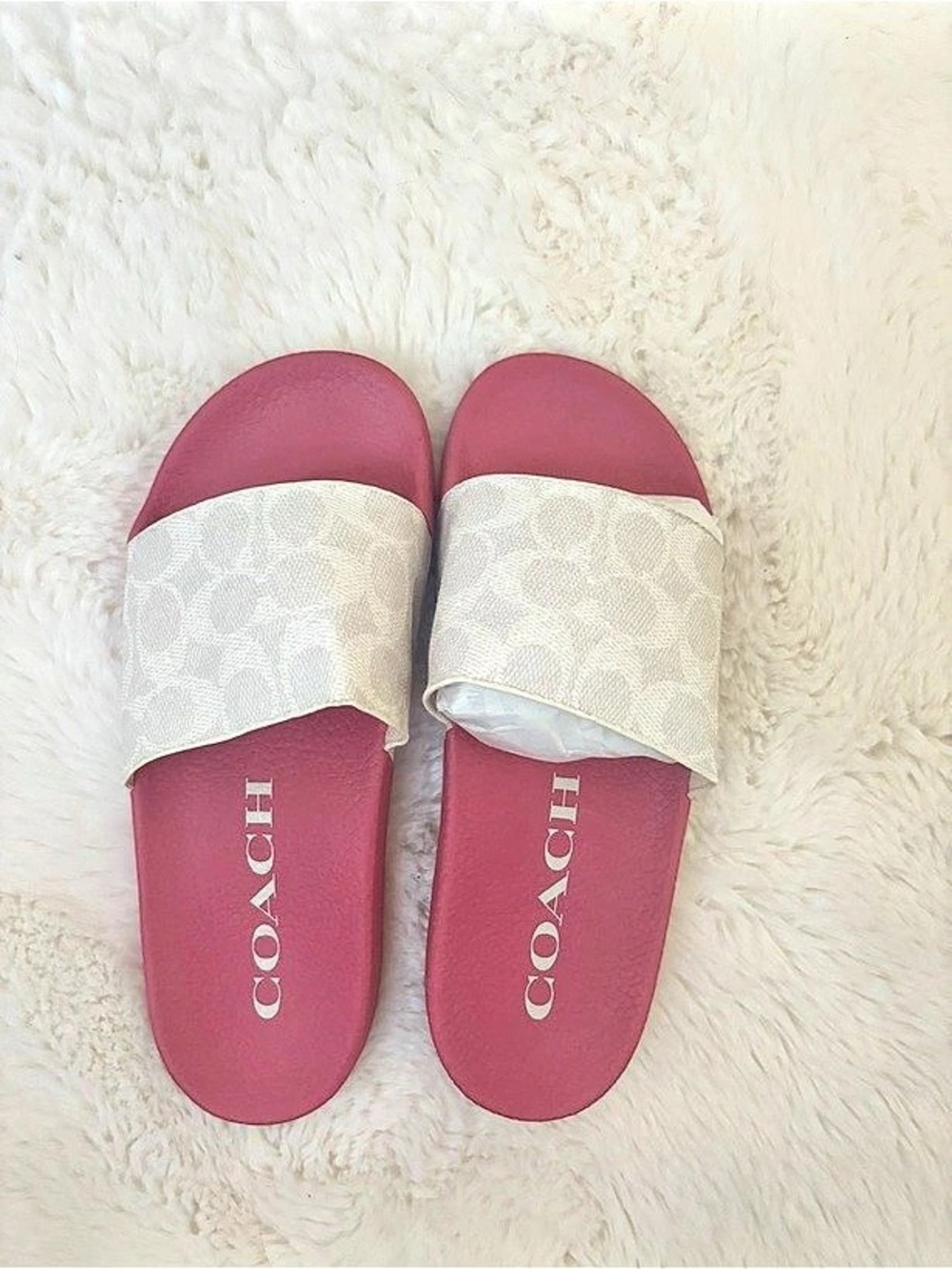 Coach Udele Sport Slide Sandals Pink & White